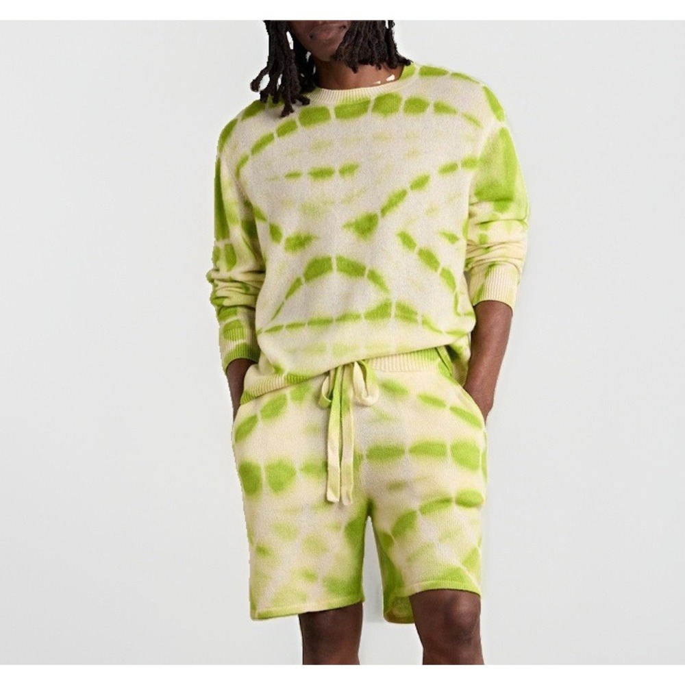 The Elder Statesman Trance Tie-Dyed Cashmere Sweater Shorts Set S/M $2790
